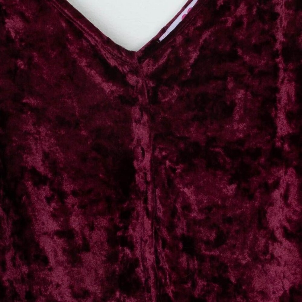 Buddy Love Womens Crushed Velvet Button Front Tank Top Size S Tie Bottom Vamp - Picture 4 of 8